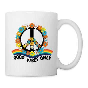 Flower Power Peace – Goood Vibes Only - Mug - white - Right
