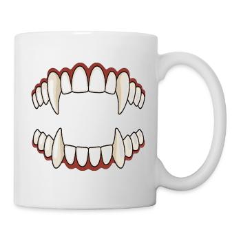Blutige Bissfänge: Vampir Zähne Halloweenparty - Tasse - Weiß - Rechts