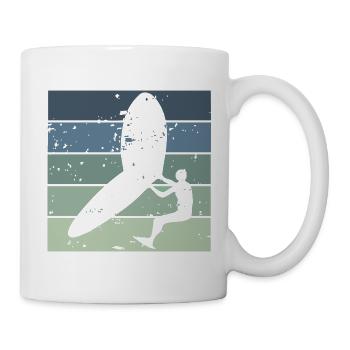 Silhouette Wingfoiler avec planche de surf - Mug blanc - blanc - Droite