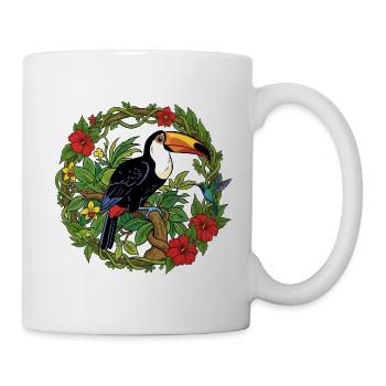 Toukan tropical dans le cercle des fleurs - Mug blanc - blanc - Droite