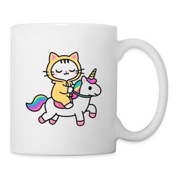 Cat on a Rainbow Unicorn - Mug - white - Right