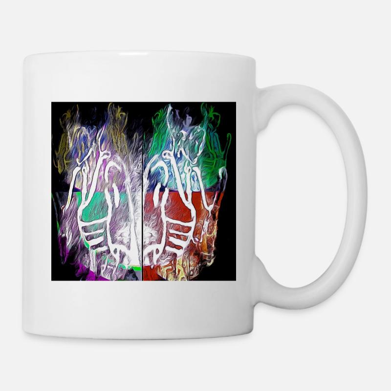 Neon-Skeletthände Spaltkunst - Tasse - Weiß