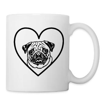 Pug In A Heart Drawing Dog - Mug - white - Right