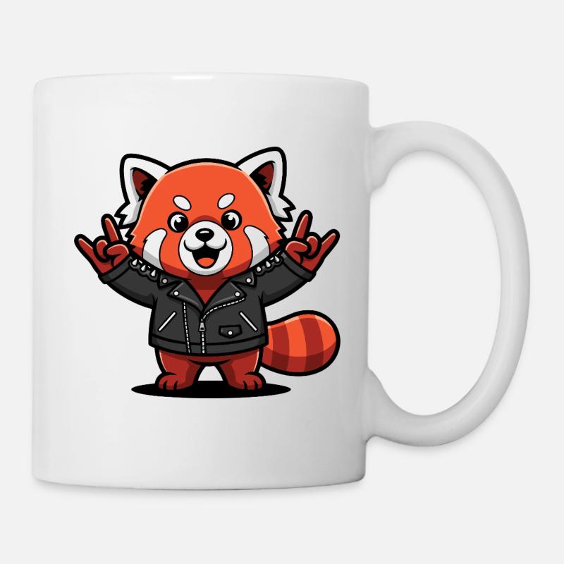 Red Panda in Leather Jacket - Mug - white