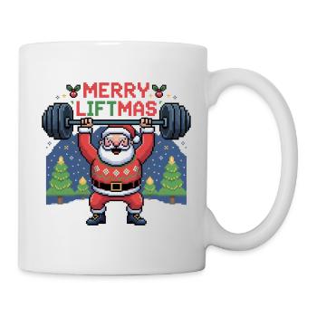 Le Père Noël Pixel soulève des poids - Mug blanc - blanc - Droite