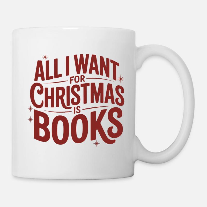 Weihnachtswunsch Bücher - Tasse - Weiß