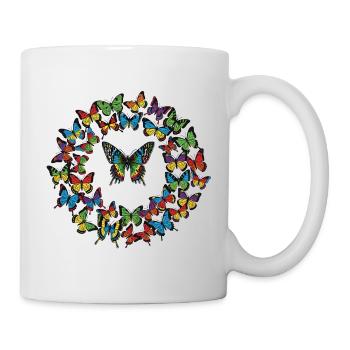 Regenbogenfalter Kreis - Tasse - Weiß - Rechts