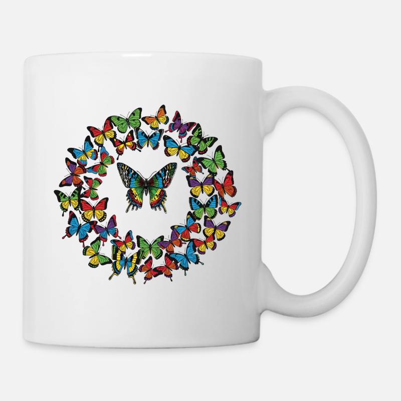 Regenbogenfalter Kreis - Tasse - Weiß