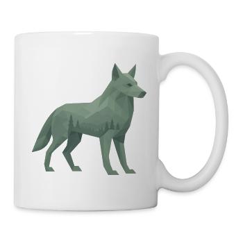 Geometrischer Wolf - Tasse - Weiß - Rechts