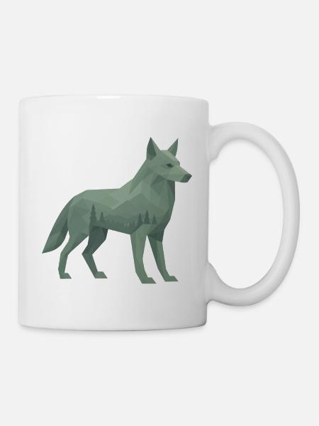Geometrischer Wolf - Tasse - Weiß