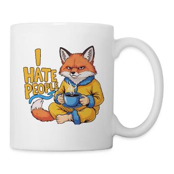 Fuchs Kaffee Morgenmuffel Lustig Introvertiert - Tasse - Weiß - Rechts