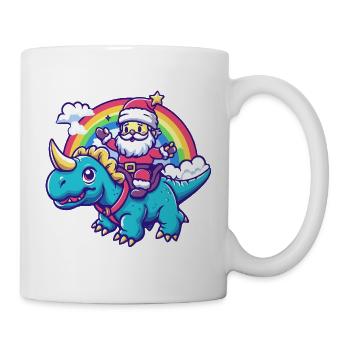Dinosaurier triceratops Weihnachtsmann - Tasse - Weiß - Rechts