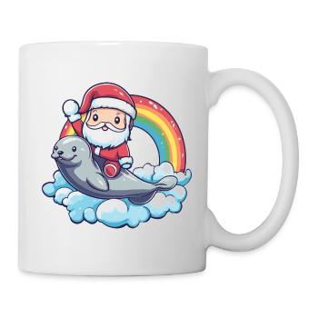 Robbe Tier Weihnachtsmann Weihnachten - Tasse - Weiß - Rechts