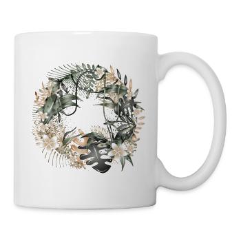 Exotic jungle wreath with tropical leaves - Mug - white - Right