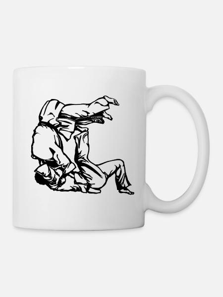 Judo Tomoe Nage Design mit Judokas - Tasse - Weiß