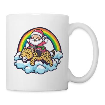Leopard Weihnachtsmann Weihnachten - Tasse - Weiß - Rechts