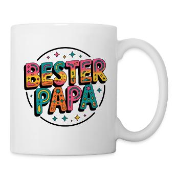Bester Papa bunte Retro-Schrift - Tasse - Weiß - Rechts