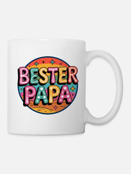 Bester Papa Retro - Tasse - Weiß