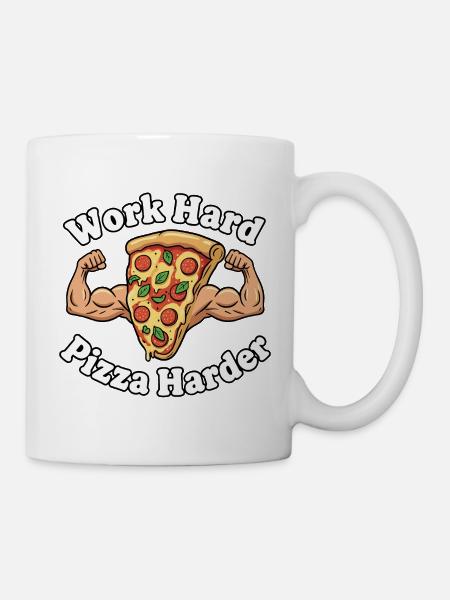 Work Hard Pizza Harder - Tasse - Weiß