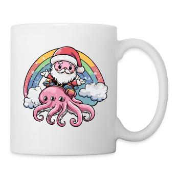 Oktopus Weihnachtsmann Weihnachten - Tasse - Weiß - Rechts