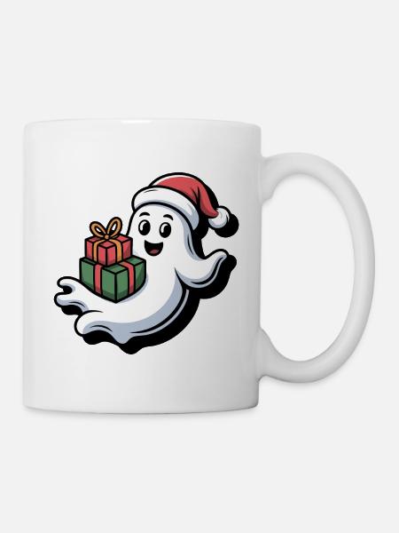 Weihnachtsgeist mit Geschenken - Tasse - Weiß