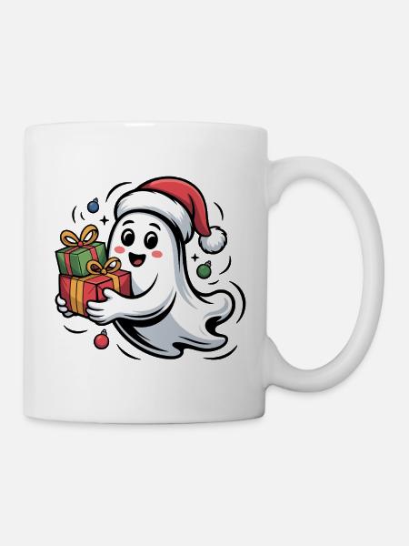 Weihnachtsgeist mit Geschenken - Tasse - Weiß