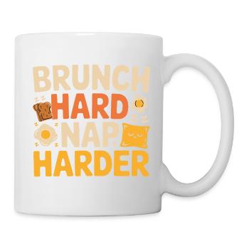 Brunch Sieste dure Plus dur Drôle Petit déjeuner Dicton - Mug blanc - blanc - Droite