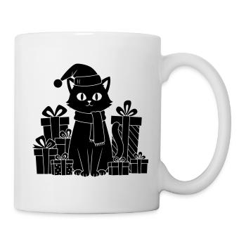 Chat de Noël entre les cadeaux - Mug blanc - blanc - Droite