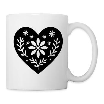 Scandinavian Heart – Nordic Folk Art Design - Mug - white - Right
