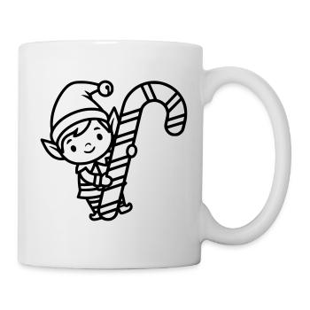 Cute Christmas Elf with Candy Cane - Mug - white - Right