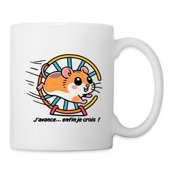 Hamster running in his wheel - Mug - white - Right