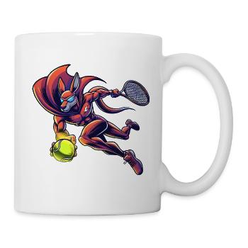 Tennis Kangaroo Superhero In Action Smash - Mug - white - Right