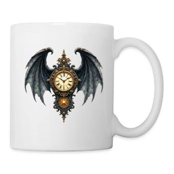 Ornamentale gotische geflügelte Uhr - Tasse - Weiß - Rechts