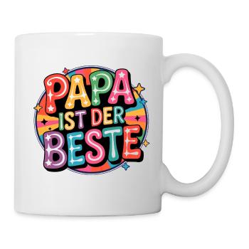 Papa Ist Der Beste – Pop-Art Farbspiel - Tasse - Weiß - Rechts