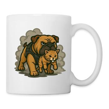 Wachhund- und Katzenduo - Tasse - Weiß - Rechts
