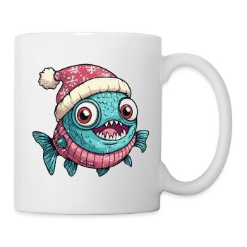 Noël de poisson piranha - Mug blanc - blanc - Droite