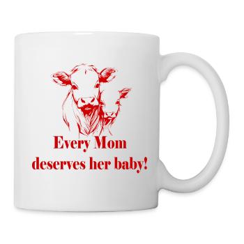 Tierschutz - Kuh + Baby - Tasse - Weiß - Rechts