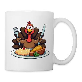 Thanksgiving Lustiger Thanksgiving Truthahn - Tasse - Weiß - Rechts