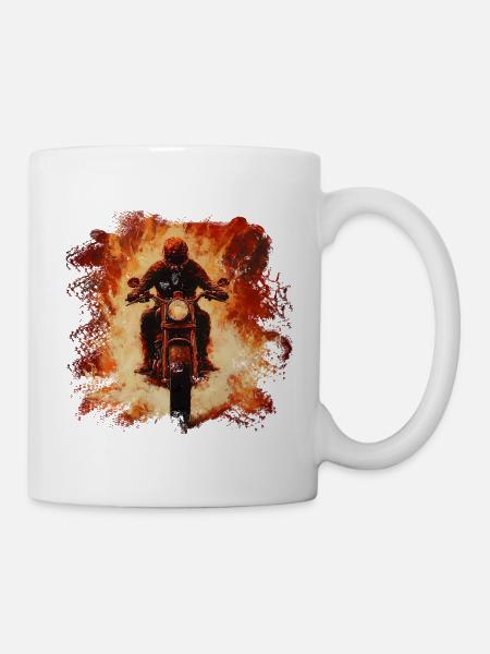 Flammensturm Motorradfahrer - Tasse - Weiß