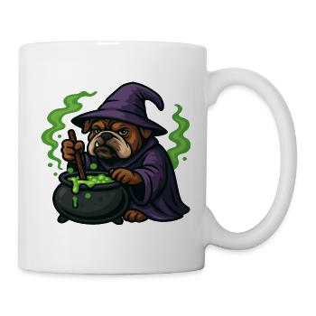 Bulldog Wizard Stirring Green Magic Cauldron - Mug - white - Right