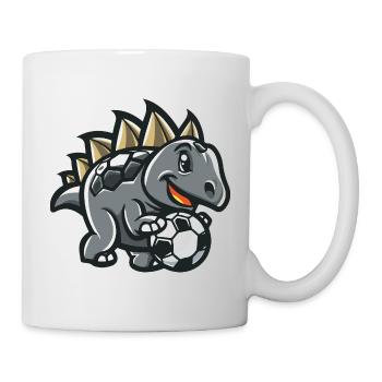 Stegosaurus Cartoon Fußball - Tasse - Weiß - Rechts