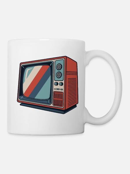 Retro TV Streifen Vintage Muster - Tasse - Weiß