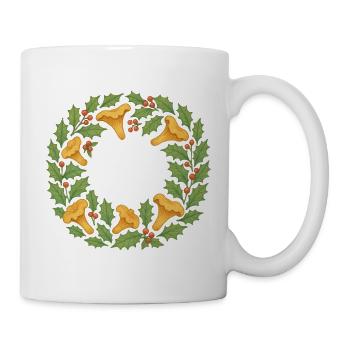 Kranz aus Stechpalmen und Pfifferlingen - Tasse - Weiß - Rechts