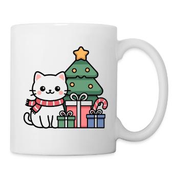 Chat de Noël Kawaii avec des cadeaux - Mug blanc - blanc - Droite