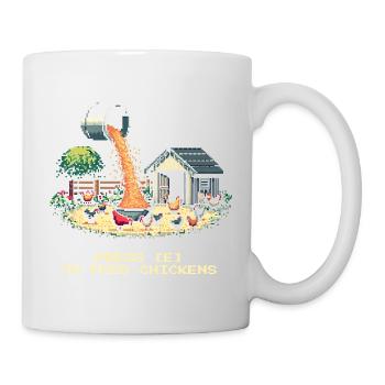 Drücke E zum Füttern | Bauernhof Gamer - Tasse - Weiß - Rechts
