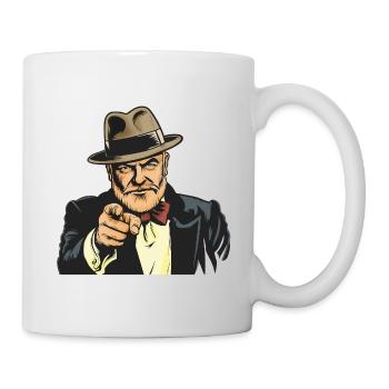 Zeigender Gangster im Fedora - Tasse - Weiß - Rechts
