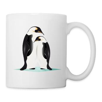 Zwei elegant gezeichnete Pinguine - Tasse - Weiß - Rechts