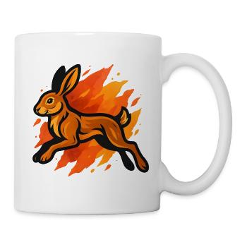 Feuriger Hase im Flammensprint - Tasse - Weiß - Rechts