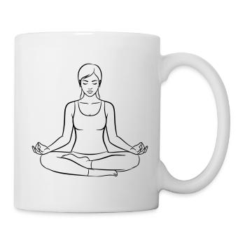 Meditierende Frau im Lotus – Yoga & Achtsamkeit - Tasse - Weiß - Rechts