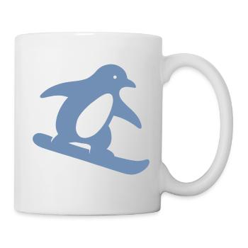Minimalist Penguin Snowboard Winter Getaway - Mug - white - Right